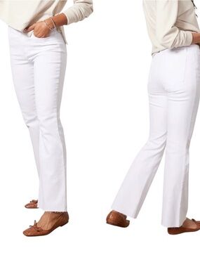 Kut from the Kloth White Stella Flare Jeans with Raw Hem